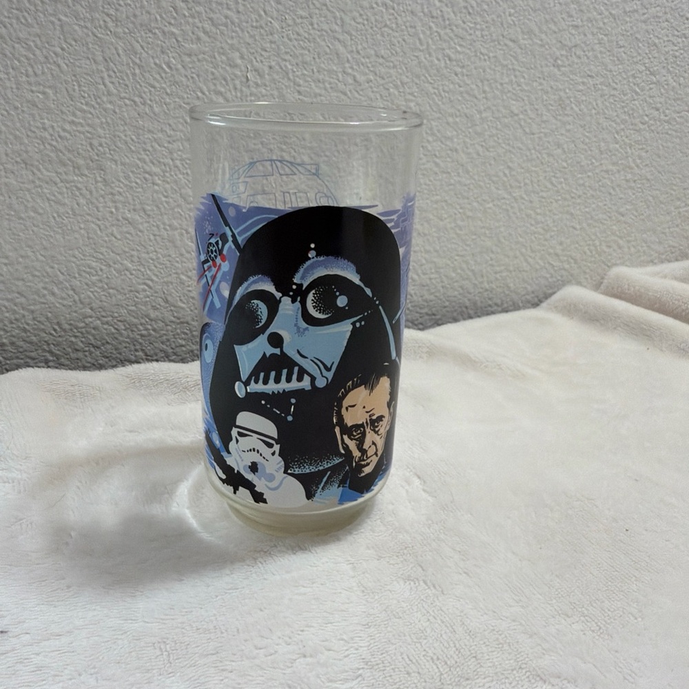 Star Wars Themed Glass with Black and Blue Design